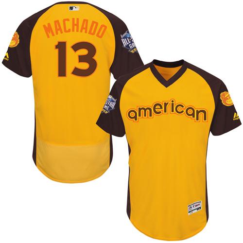 Orioles #13 Manny Machado Gold Flexbase Authentic Collection 2016 All-Star American League Stitched MLB Jersey
